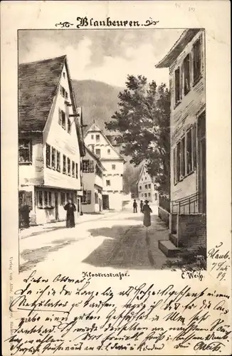 Künstler Ak Weiß, Blaubeuren Baden Württemberg, Klosterstraße