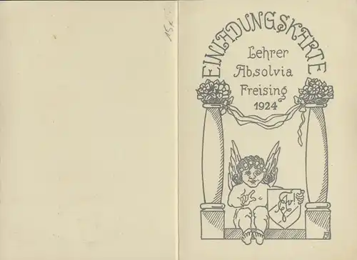 Studentika Klapp Ak Freising in Oberbayern, Lehrer Absolvia 1924, Einladungskarte