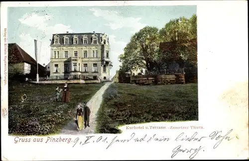 Ak Pinzberg in Oberfranken, Kurhotel und Terrasse