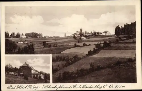Ak Kirchschlag bei Linz in Oberösterreich, Bad Hotel Filippi, Fremdenzimmer, Blick auf den Ort