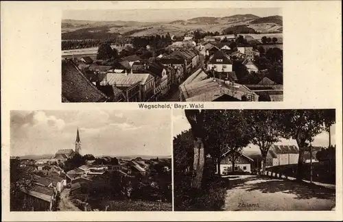 Ak Wegscheid in Niederbayern, Zollamt, Panorama vom Ort