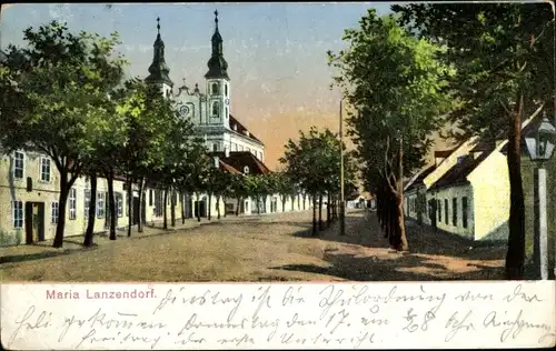 Ak Maria Lanzendorf Niederösterreich, Straßenpartie, Kirche