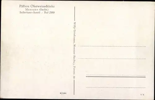 Ak Meerane in Sachsen, Päßlers Obstweinschänke, Gartenpartie