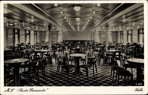 Ak HSDG Dampfer Monte Sarmiento, Zweischraubenmotorschiff, Halle