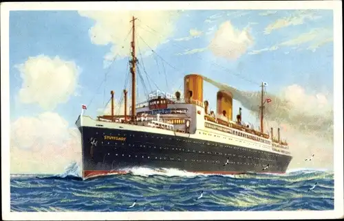 Künstler Ak Dampfer Stuttgart, Norddeutscher Lloyd Bremen, Doppelschraubendampfer