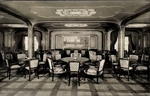 Ak Hapag Dampfer Hamburg, Doppelschraubendampfer, Rauchsalon, I. Klasse