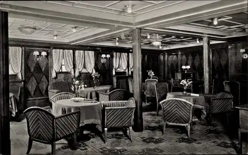 Ak Hapag Dampfer Hamburg, Doppelschraubendampfer, Damenzimmer, Touristenklasse