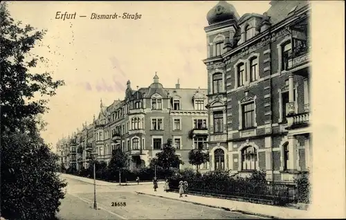 Ak Erfurt in Thüringen, Bismarck Straße, Häuser im Jugendstil