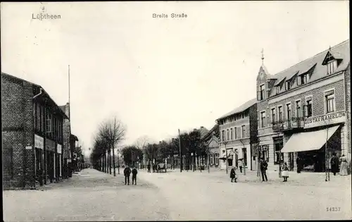 Ak Lübtheen in Mecklenburg, Breite Straße, Laden von Gustav Ramelow