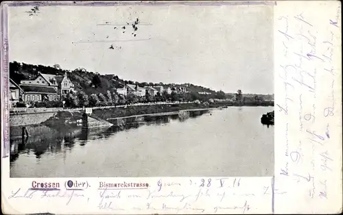 Ak Krosno Odrzańskie Crossen Oder Ostbrandenburg, Bismarckstraße, Uferpartie der Oder