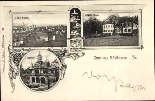Ak Mühlhausen in Thüringen, Gesamtansicht, Weissehaus, Popperode