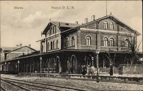 Ak Mława Mielau Polen, Stacja DLN, Dworzec, Bahnhof, Gleisseite