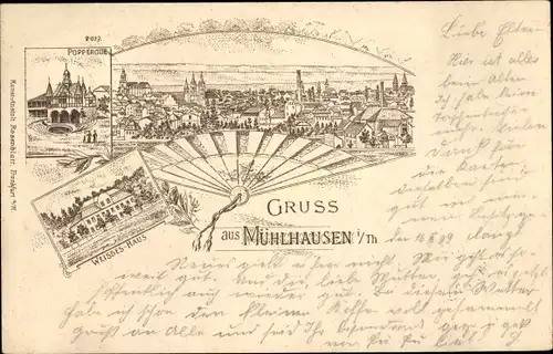 Litho Mühlhausen in Thüringen, Popperode, Weisses Haus, Gesamtansicht, Fächer