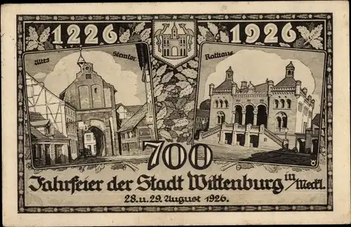 Ak Wittenburg in Mecklenburg, 700 Jahrfeier 1926, Altes Steintor, Rathaus