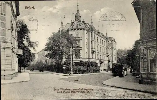 Ak Erfurt in Thüringen, Theaterstraße Ecke Dalbergsweg, Marie Voigts Institut