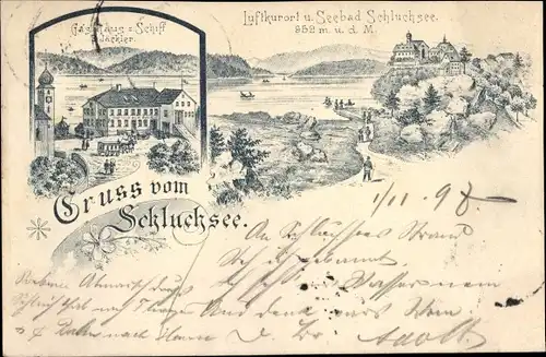 Litho Schluchsee im Schwarzwald, Gasthaus zum Schiff