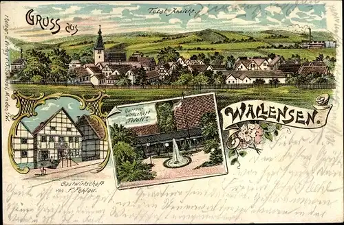 Litho Wallensen Salzhemmendorf Niedersachsen, Gastwirtschaft, Gartenwirtschaft Tivoli, Ortsansicht