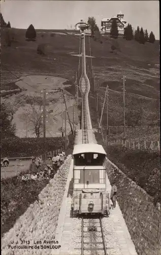 Ak Les Avants Montreux Kanton Waadt, Funiculaire de Sonloup, Standseilbahn