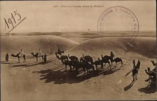 Ak Marokko, Une Caravane dans le Desert, Kamele in der Wüste