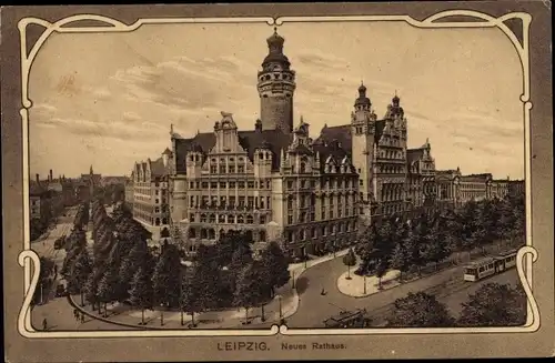 Passepartout Ak Leipzig in Sachsen, das neue Rathaus