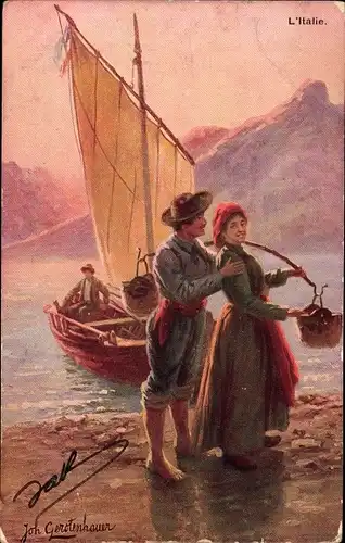 Künstler Ak Gerstenhauser, J. G., L'Italie, Paar in italienischen Trachten