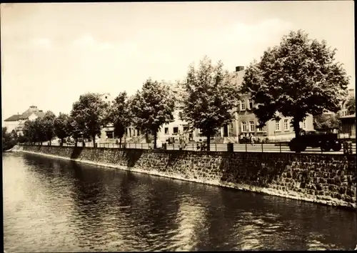 Ak Flöha in Sachsen, Augustusburger Straße, Fluss, Uferpromenade