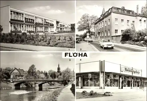 Ak Flöha in Sachsen, Kinderkombination, HO-Gaststätte an der Dresdner Straße, Konsum-Bekleidungshaus