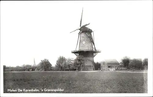 Ak 's Gravenpolder Zuid Beveland Zeeland, Molen De Korenhalm, Windmühle