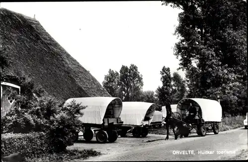 Ak Orvelte Midden Drenthe Niederlande, Huifkar toerisme, Planwagen, Kutschen