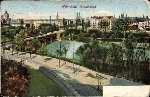 Ak München, Panorama, Brücke