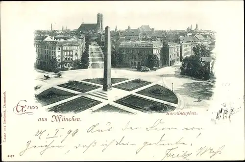 Ak München Oberbayern, Obelisk auf dem Karolinenplatz