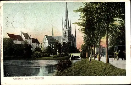 Ak Woerden Utrecht Niederlande, Blick zur Kirche