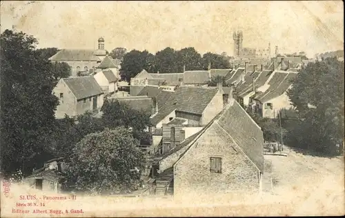 Ak Sluis Zeeland Niederlande, Panorama, Blick über die Dächer