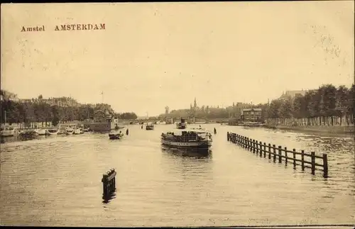 Ak Amsterdam Nordholland Niederlande, Amstel, Dampfer