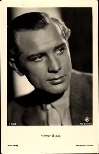 Ak Schauspieler Viktor Staal, Portrait, UFA Film, Ross Verlag A 2562 1