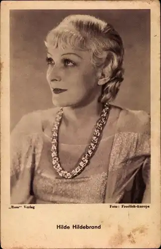 Ak Schauspielerin Hilde Hildebrand, Kette, Portrait