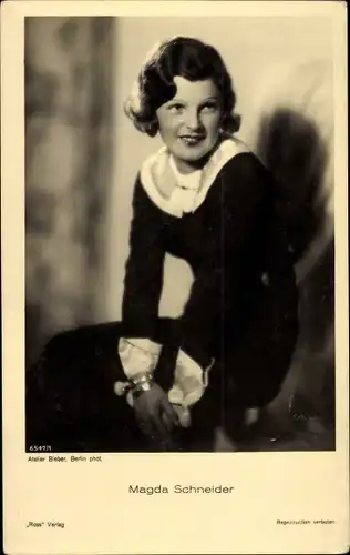Ak Schauspielerin Magda Schneider, Portrait, Ross Verlag 6547/1