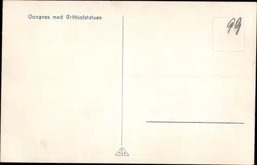 Ak Norwegen, Dangnes med Frithjofstatuen, Blick zu einem Denkmal