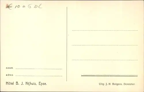 Ak Epse Gelderland, Hotel B. J. Nijhuis