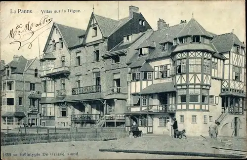 Ak La Panne De Panne Westflandern, Villas sur la Digue