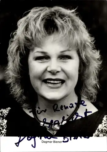 Ak Schauspielerin Dagmar Biener, Autogramm