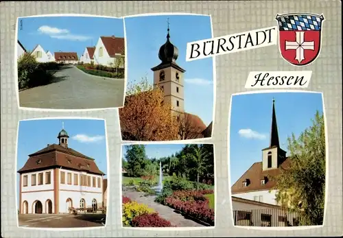 Wappen Ak Bürstadt in Hessen, Gebäude, Kirche, Park