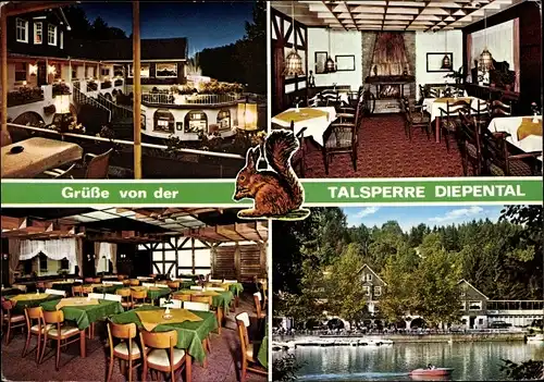 Ak Burscheid, Talsperre Diepental, Cafe-Restaurant am Se, Speiseraum, Talsperre