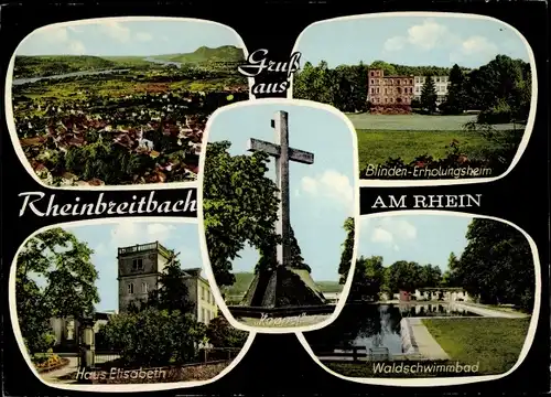 Ak Rheinbreitbach am Rhein, Blinden-Erholungsheim, Waldschwimmbad, Haus Elisabeth, Koppel