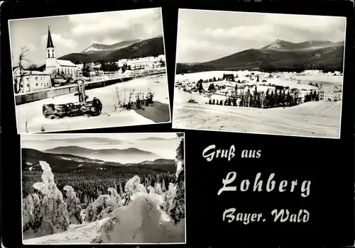 Ak Lohberg im Bayerischen Wald, Schneepanorama, Ortsansicht mit Kirche
