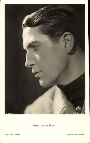 Ak Schauspieler Hermann Brix, Portrait im Profil