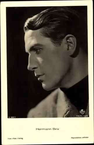 Ak Schauspieler Hermann Brix, Portrait im Profil