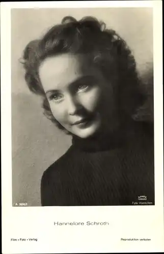 Ak Schauspielerin Hannelore Schroth, Portrait, Bavaria Film, Film Foto Verlag A 3606/1