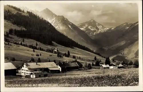 Ak Oberjoch Bad Hindelang im Oberallgäu, Gesamtansicht mit Rotspitze und Entschenkopf