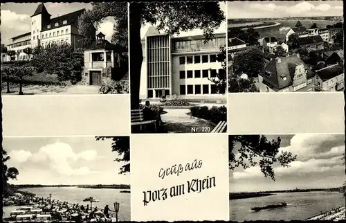Ak Porz Köln am Rhein, Blick auf den Rhein, Terrasse, Gebäude